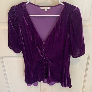 Wayf Becca Ruched Velvet Top